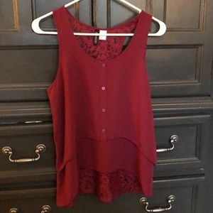 Maroon lace tank